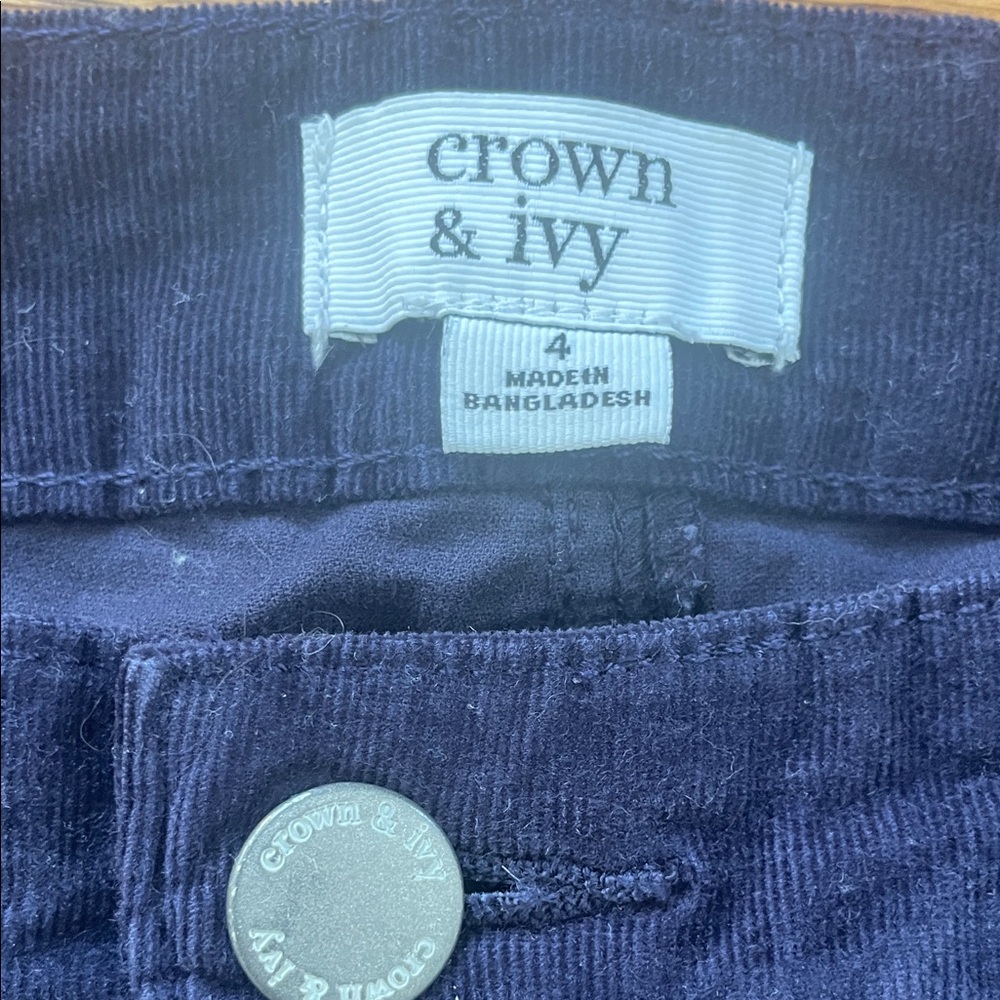 Crown & Ivy Women's Navy Slim Corduroys Pants Size 4 - Picture 4 of 9